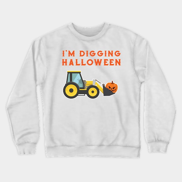 Halloween Pumpkin Face Tractor For Boys Crewneck Sweatshirt by macshoptee